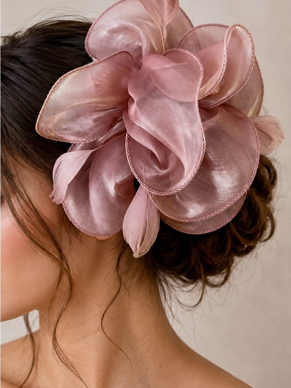 Elegant Dusty Pink Floral Hair Clip for Women